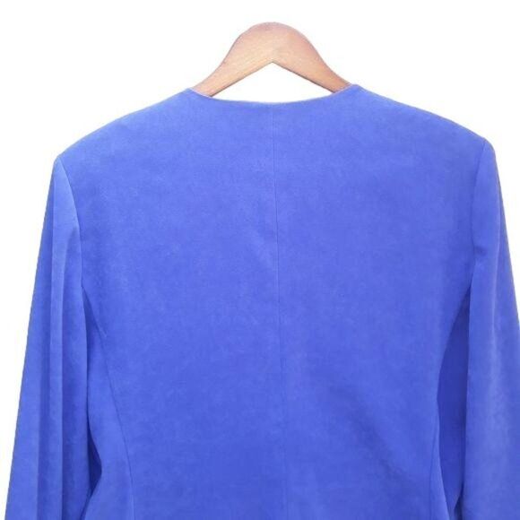 Vintage 80's Blazer Faux Vegan Suede Scoop Neck Zip Up Cutout Purple Devo 14 - Picture 7 of 8